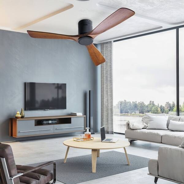 Timechee 52" 3Blade Wood Ceiling Fan with Remote Control and Timing